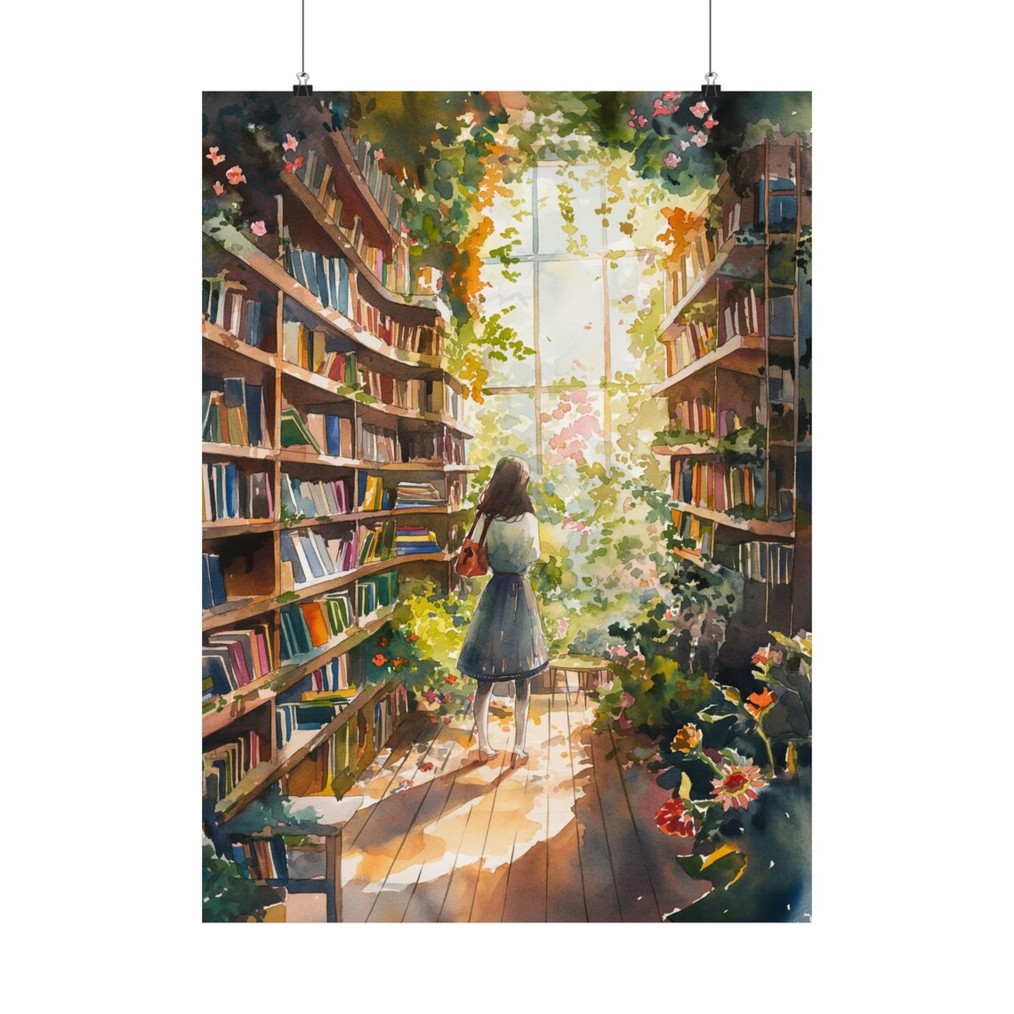 Vintage Greenhouse Library Poster, Retro Reading - Image 2