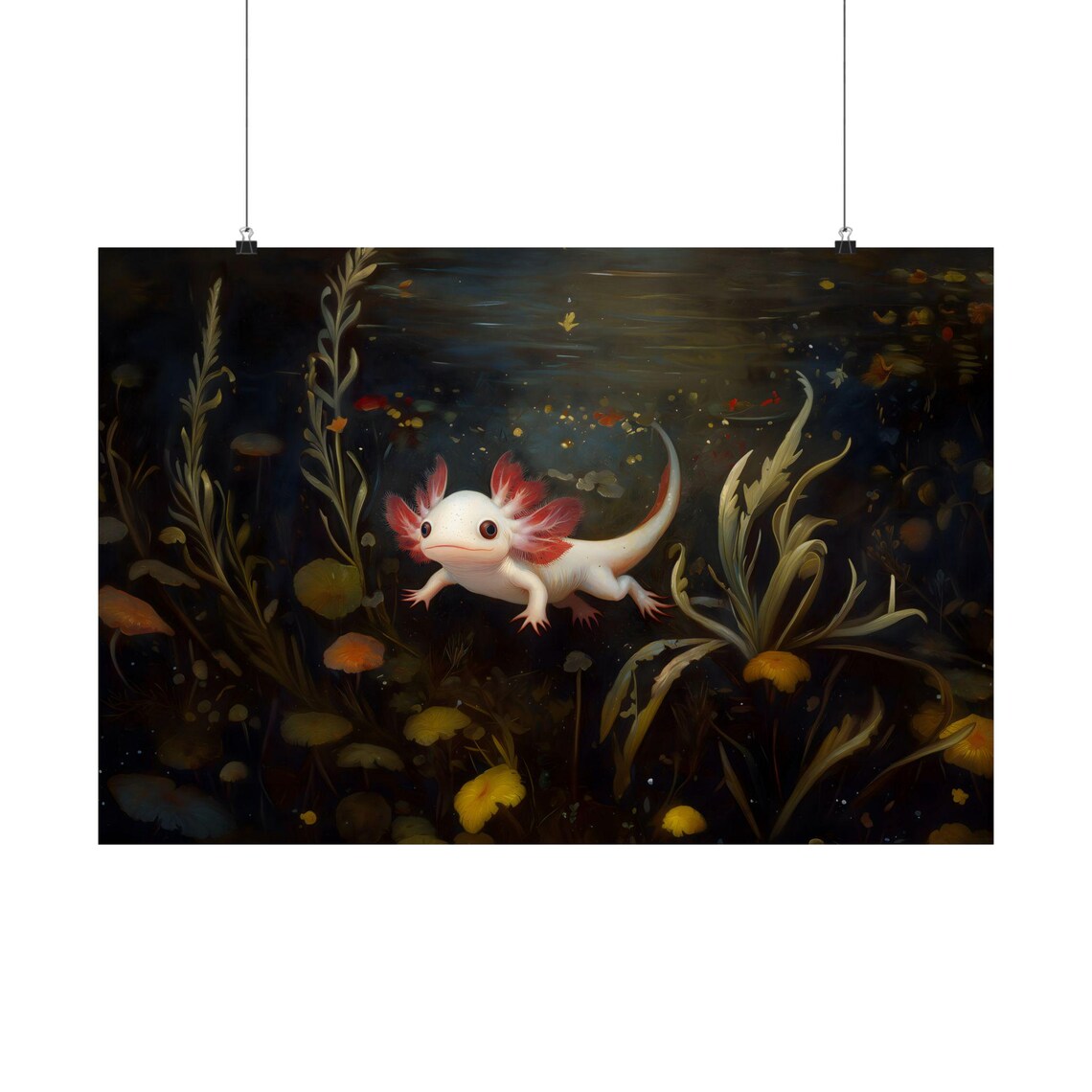 Axolotl Goth Waterdragon Art Print, Dark Academia - Image 4