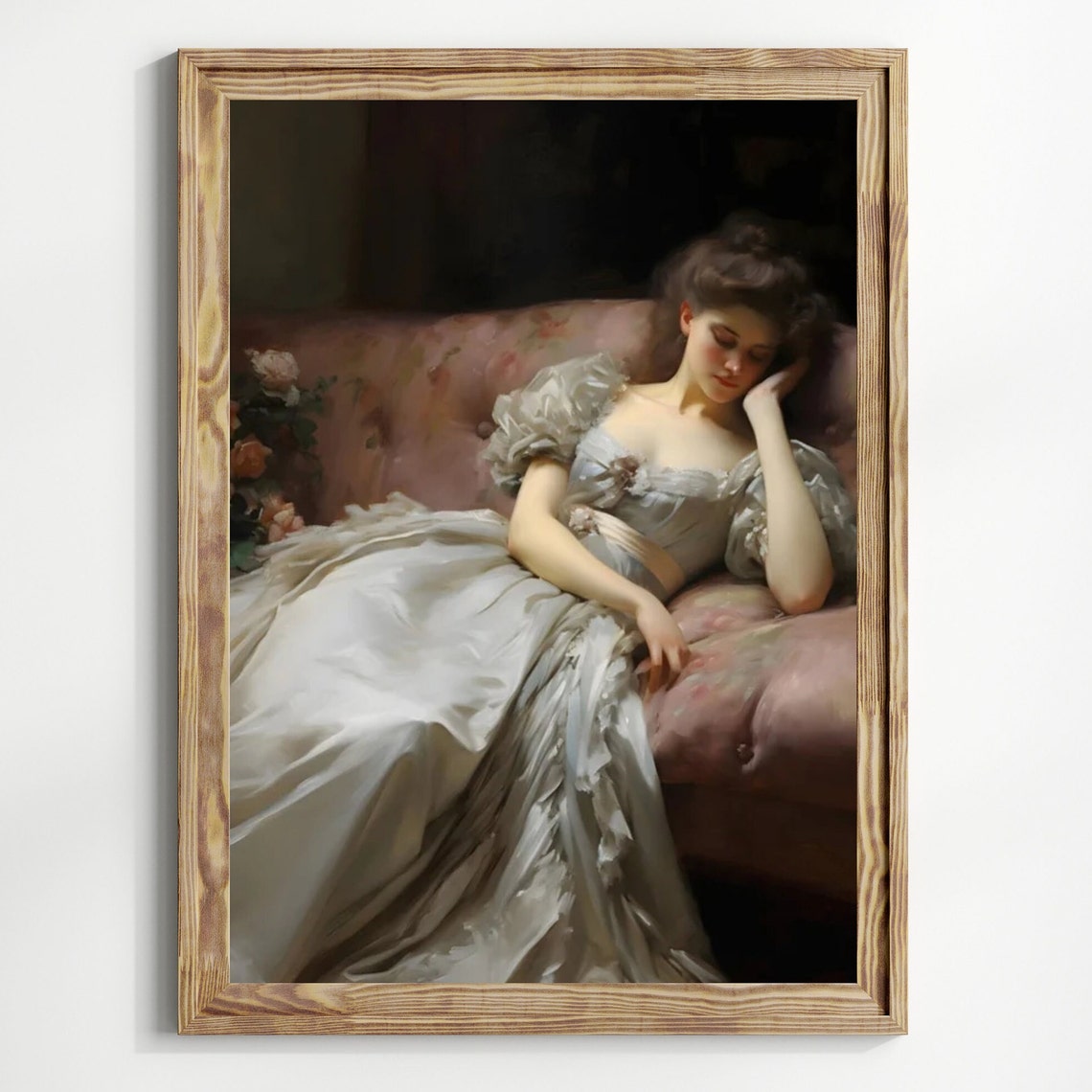 Victorian Woman Sleeping Oil Painting Romantic Dark Academia Art Print - Image 2