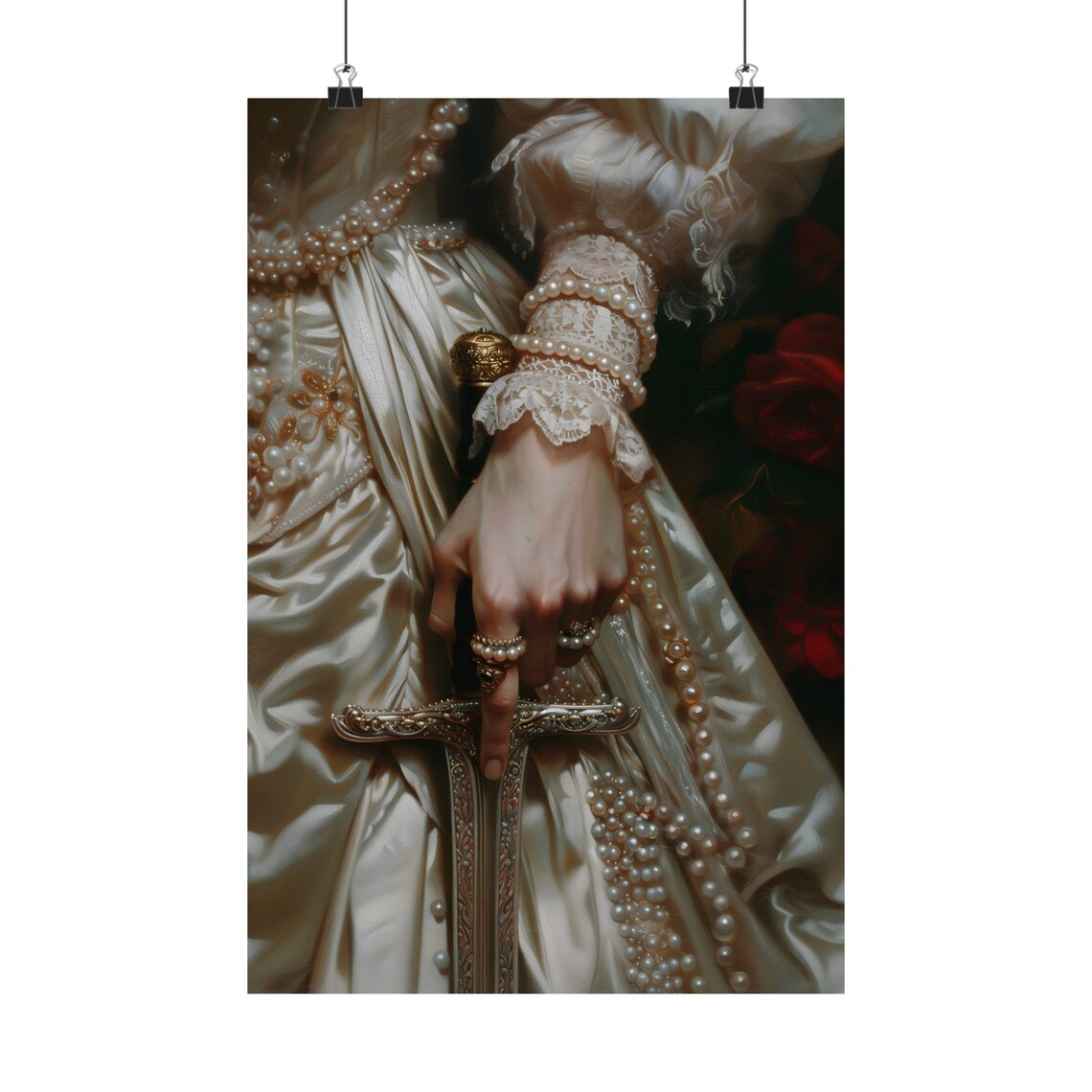 Victorian Dagger and Lace Art Print, Moody Decor - Image 2