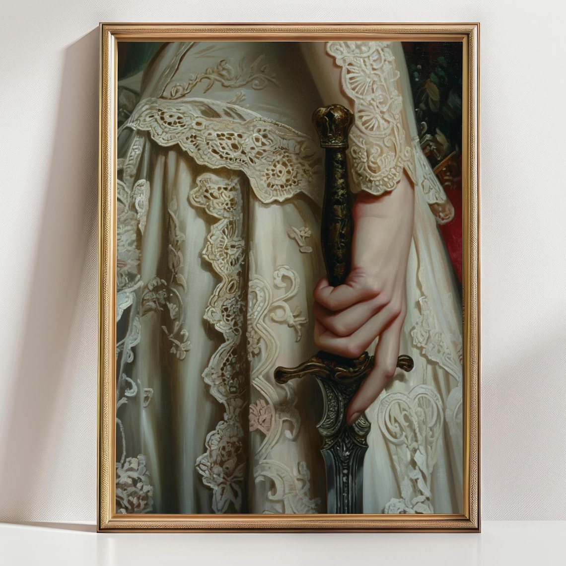 Victorian Dagger and Lace, Dark Moody Art Print