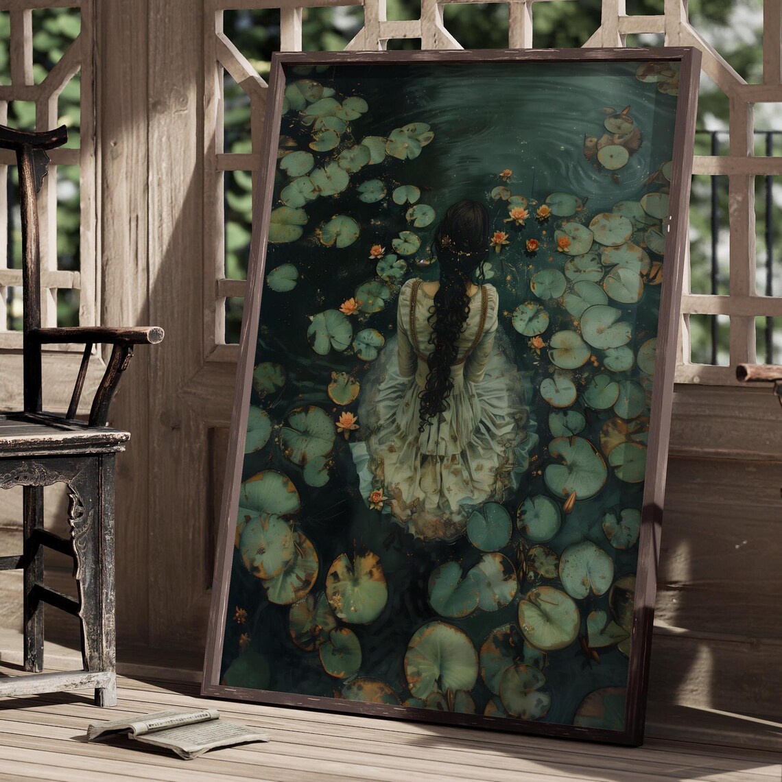Ophelia Dark Academia Art Print, Gothic Victorian Mood - Image 5