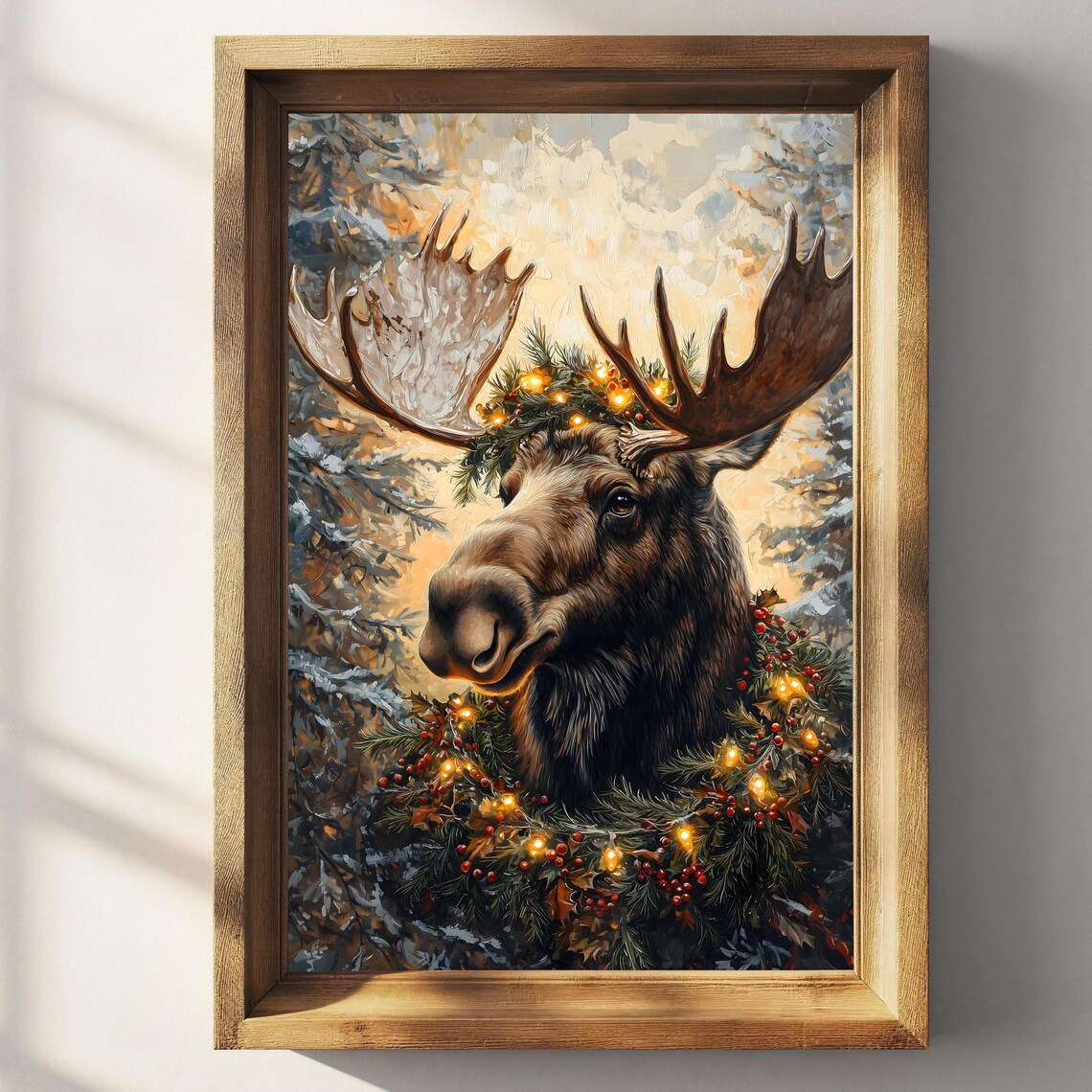 Vintage Christmas Moose Poster, Farmhouse Decor - Image 2