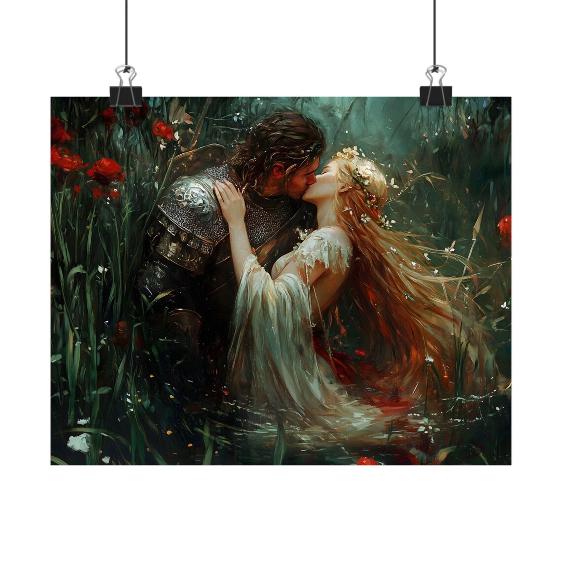 Lovers Dark Academia Lake Goth Victorian Art Print - Image 2