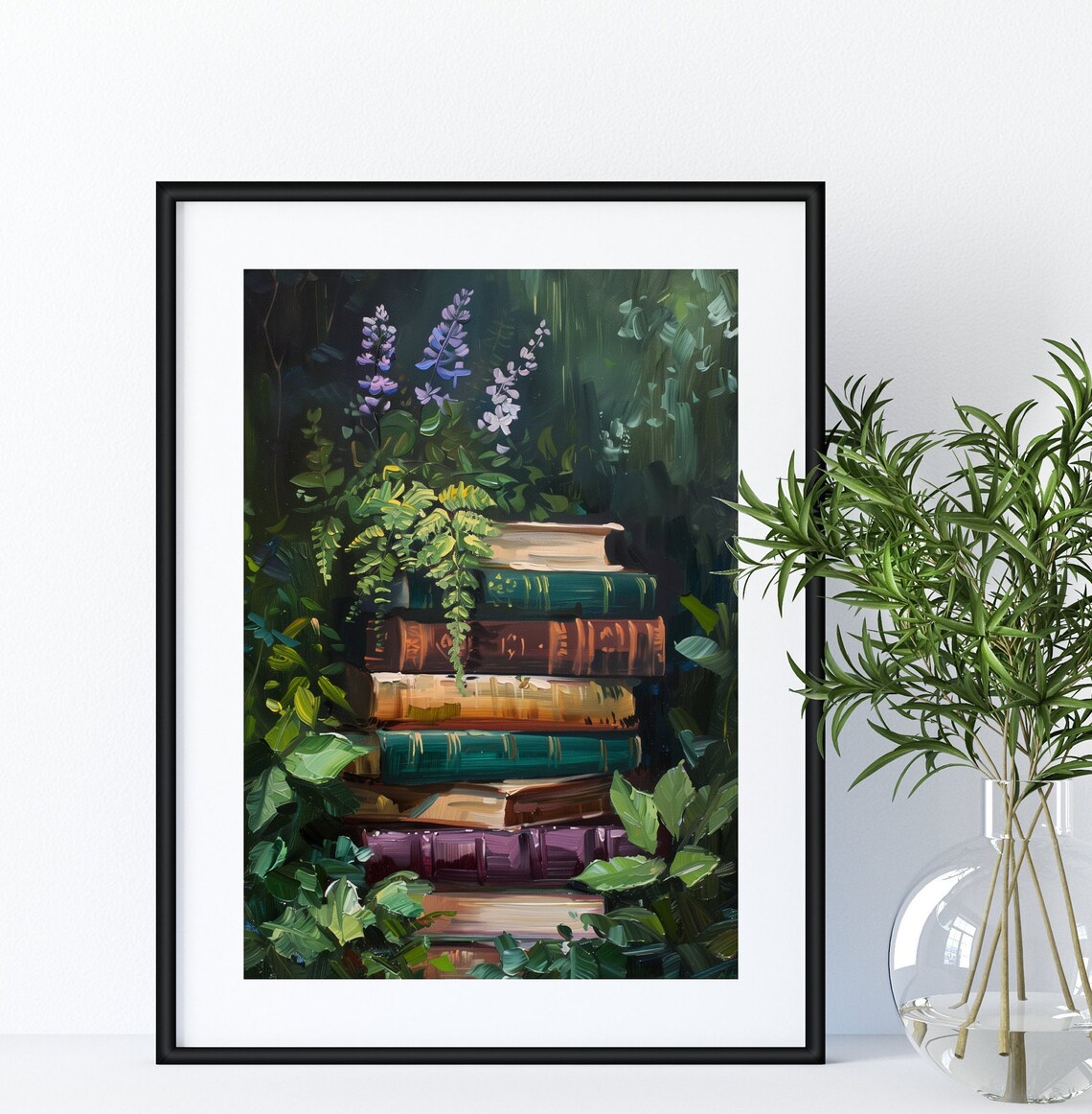 Dark Academia Stack of Books Print, Bookish Decor - Image 2