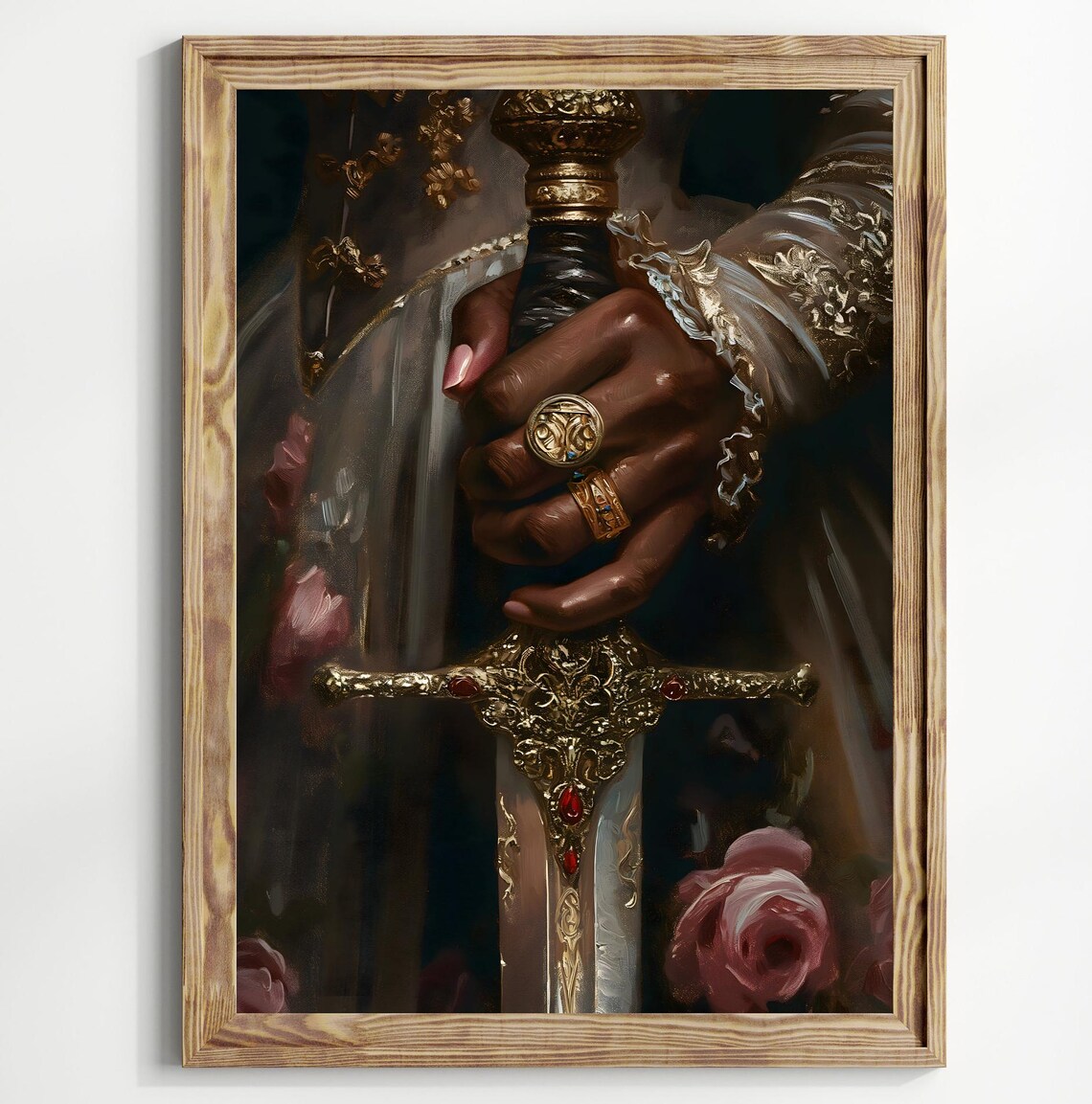 Victorian Black Lady With Sword, Moody Portrait Print