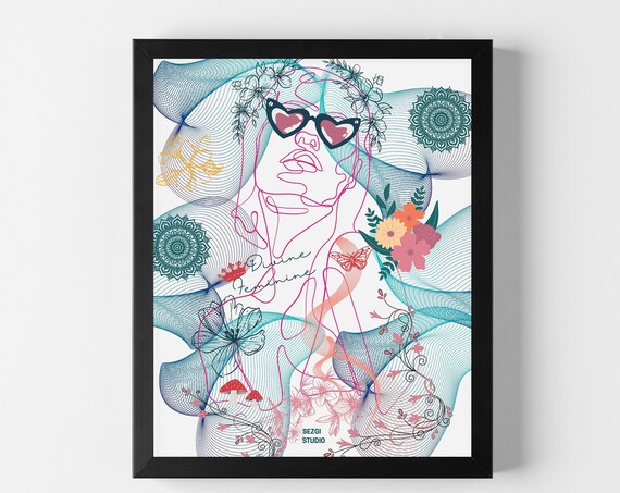 Divine Feminine Wall Art Contemporary Abstract Line Inspirational Poster Decor Print