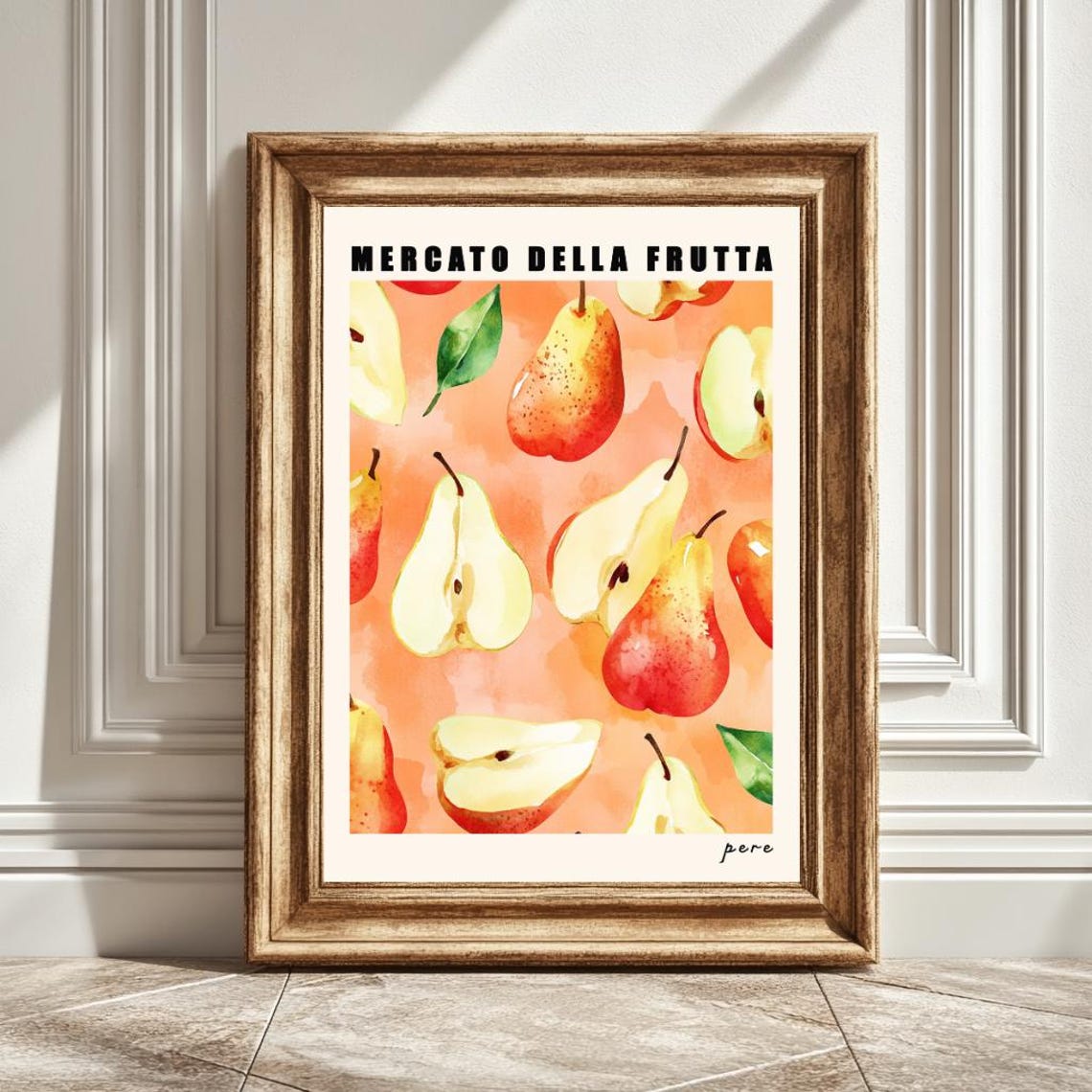 Pears Art Print, Mercato Della Fruta Kitchen Decor