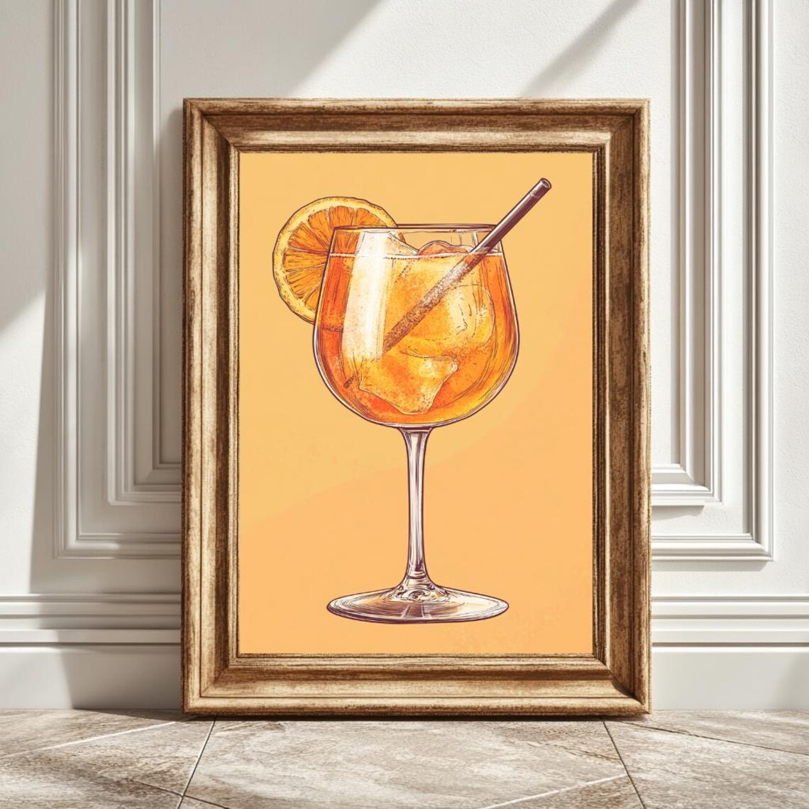 Aperol Spritz Illustration, Kitchen Bar Art Print