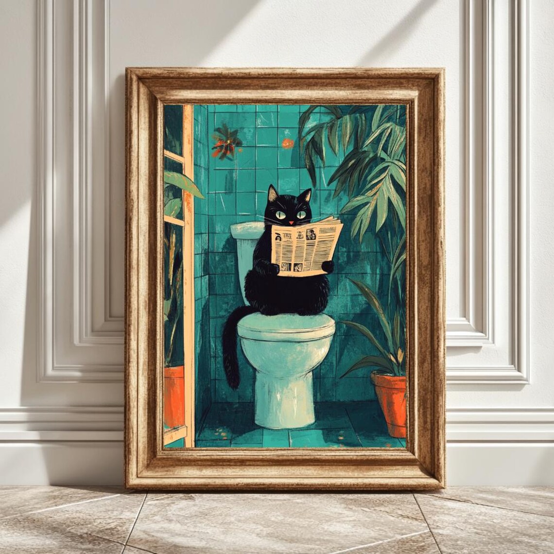 Black Cat Toilet, Funny Bathroom Cat Decor