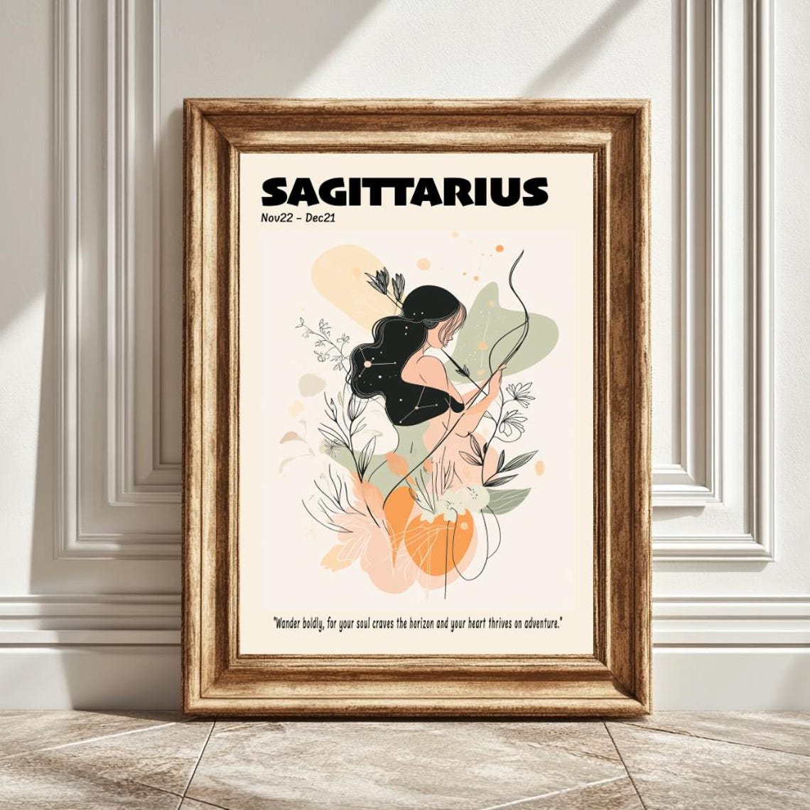 Sagittarius Zodiac Art Print, Pastel Astrology Decor