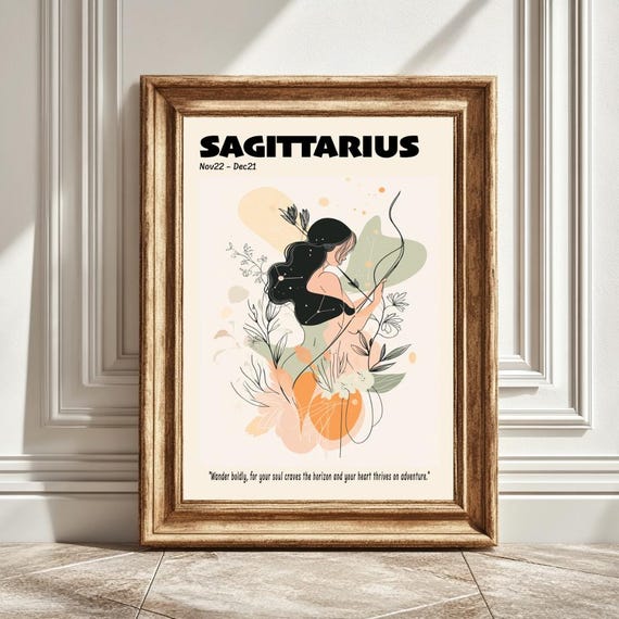 Sagittarius Zodiac Art Print, Pastel Astrology Decor