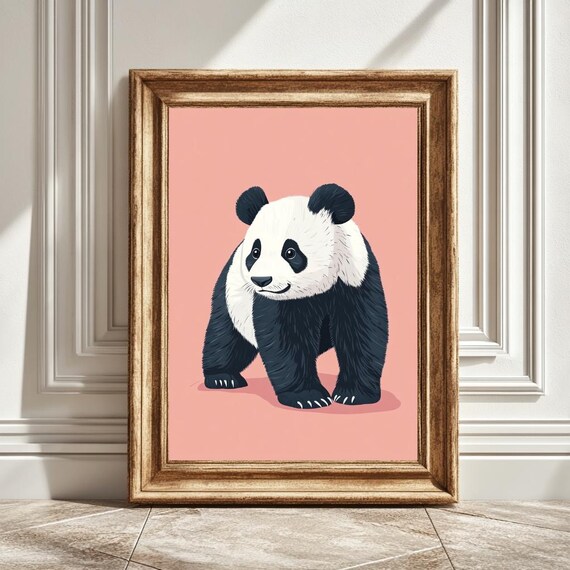 Panda Art Print, Pastel Funky Home Decor