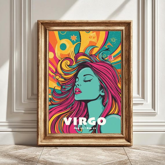 Virgo Astrology Art Print, Funky Zodiac Decor