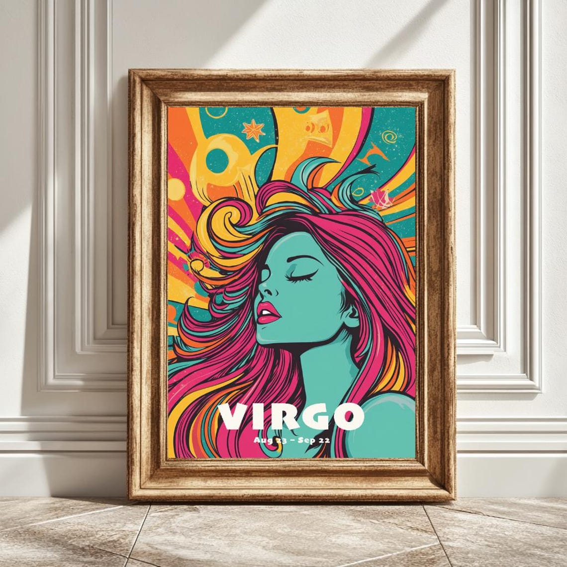 Virgo Astrology Art Print, Funky Zodiac Decor