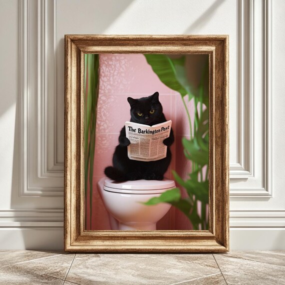 Black Cat Toilet, Funny Bathroom Cat Decor