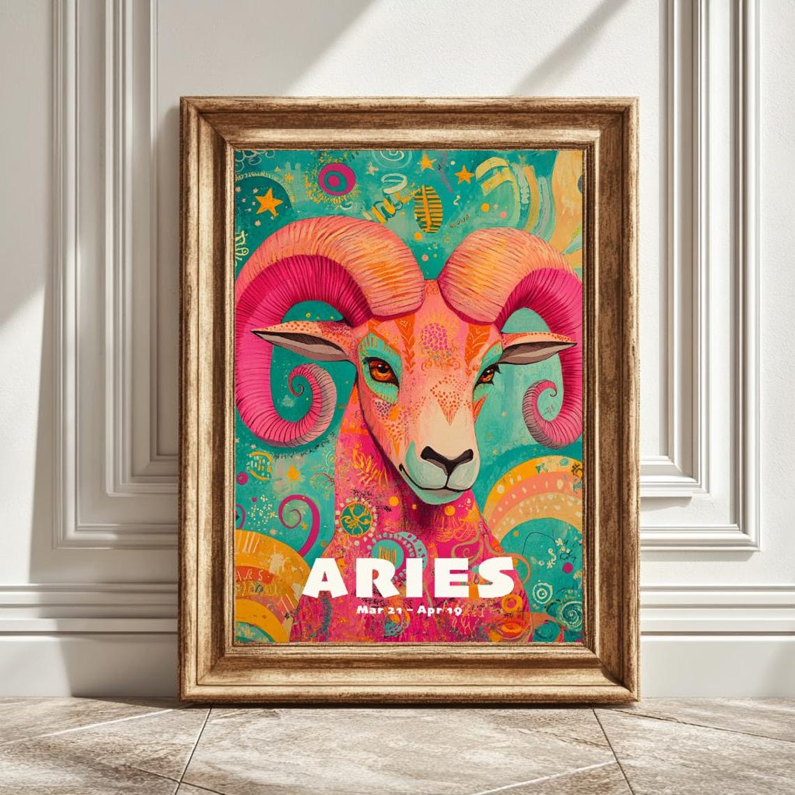 Aries Astrology Lovers, Zodiac Decor Art Print