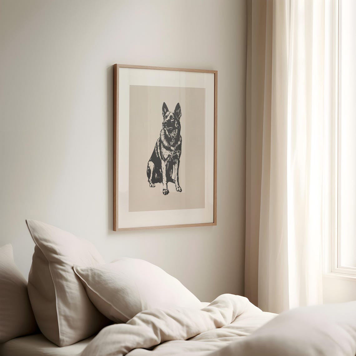 German Shepherd Drawing Dog Vintage Print Pet Wall Art Antique Retro Painting Country Wall Art Dog Sketch Farmhouse Pet Home Decor - Image 2