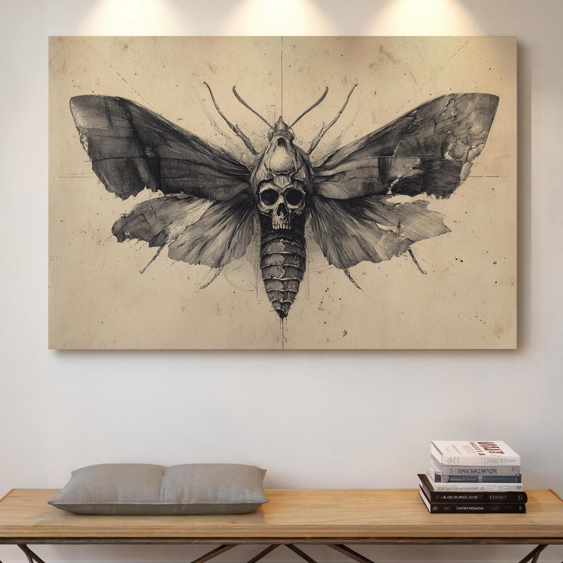 Deaths Moth Skull Illustration, Gothic Art Print