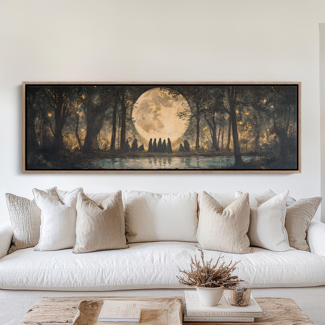 Full Moon Witch Gathering Mystical Night Art Print