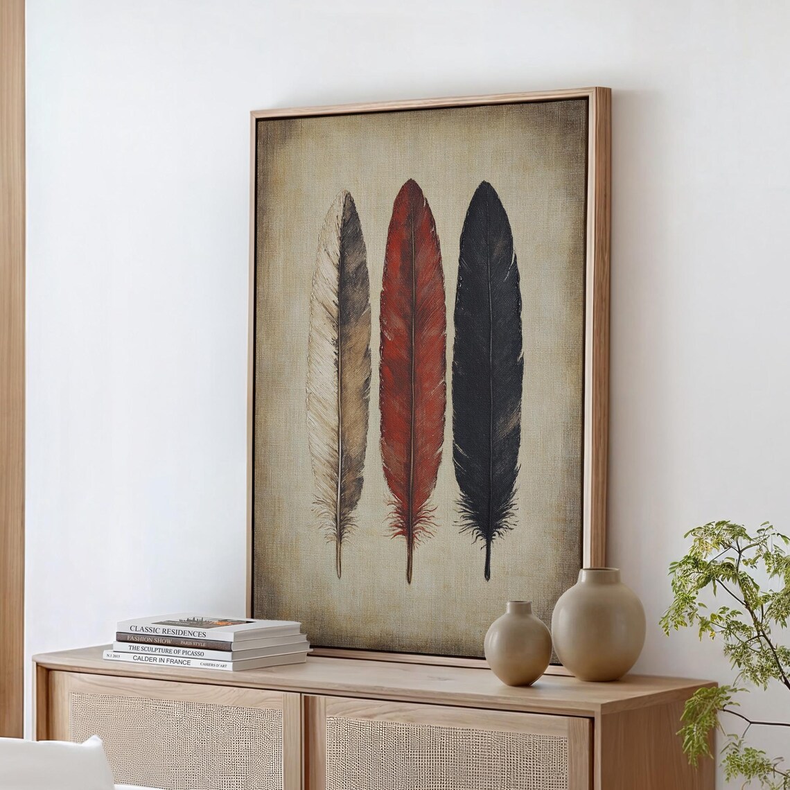 Rustic Feather Art Print, Nature-Inspired Decor