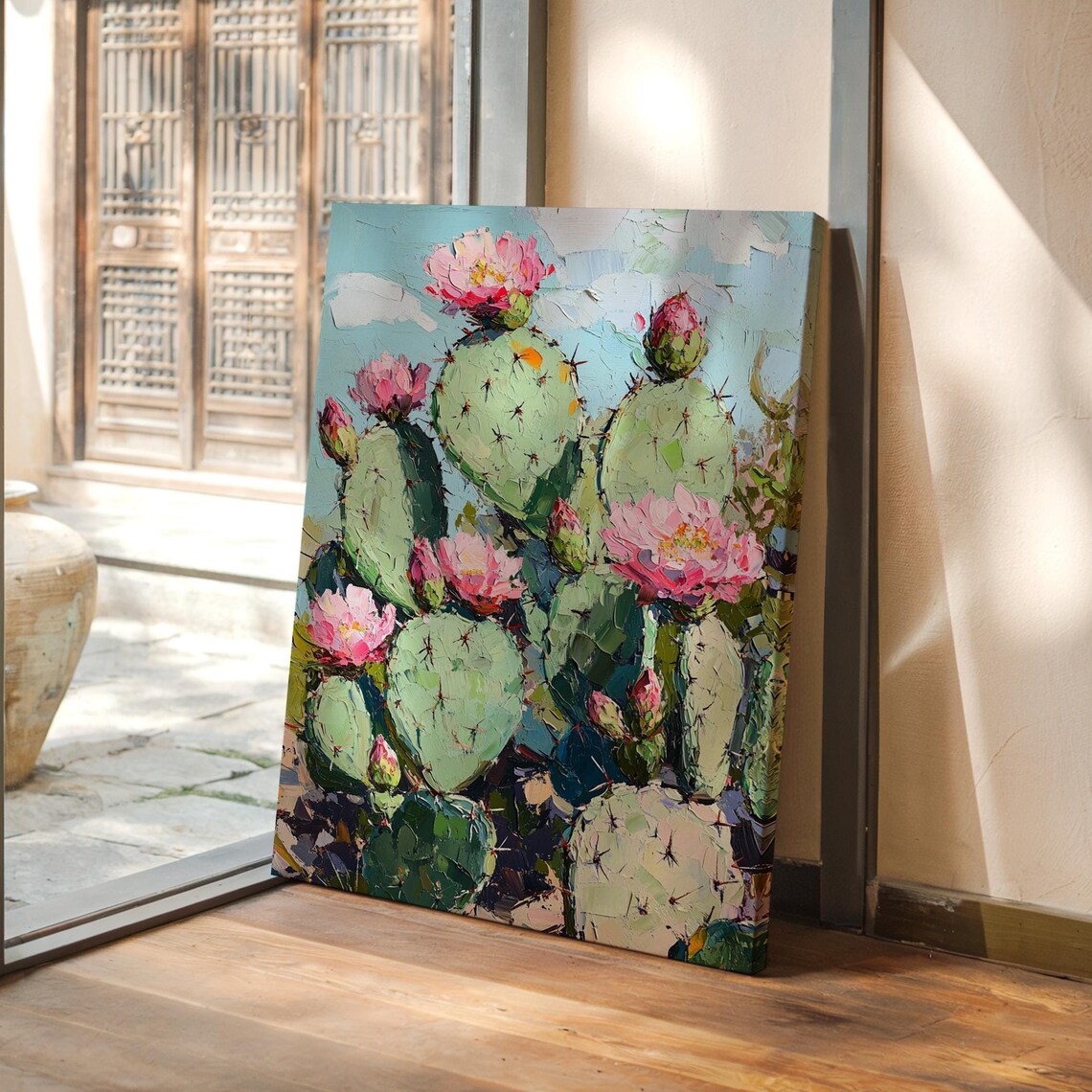 Prickly Pear Cactus Art Print, Desert Botanical