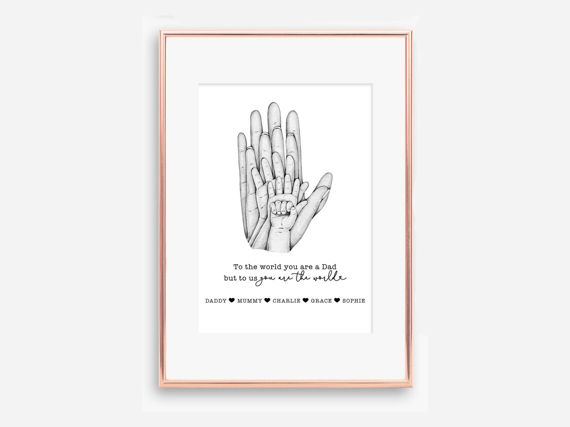 To the World You Are a Dad Pencil Hand Sketch Keepsake Art Poster - Image 2