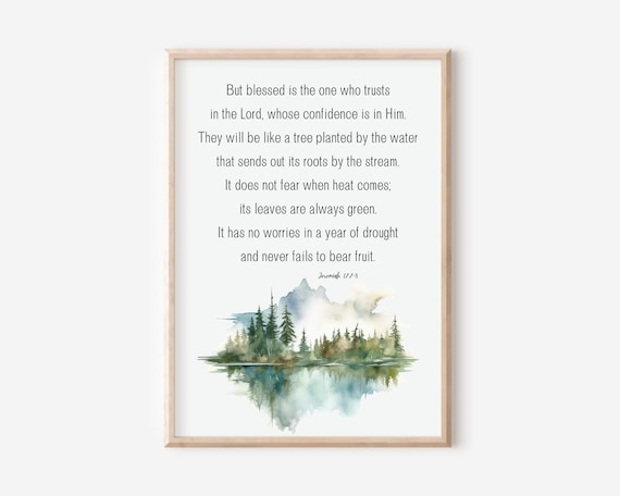 Jeremiah 1778 Trust In The Lord Mountain Lake Watercolor Poster