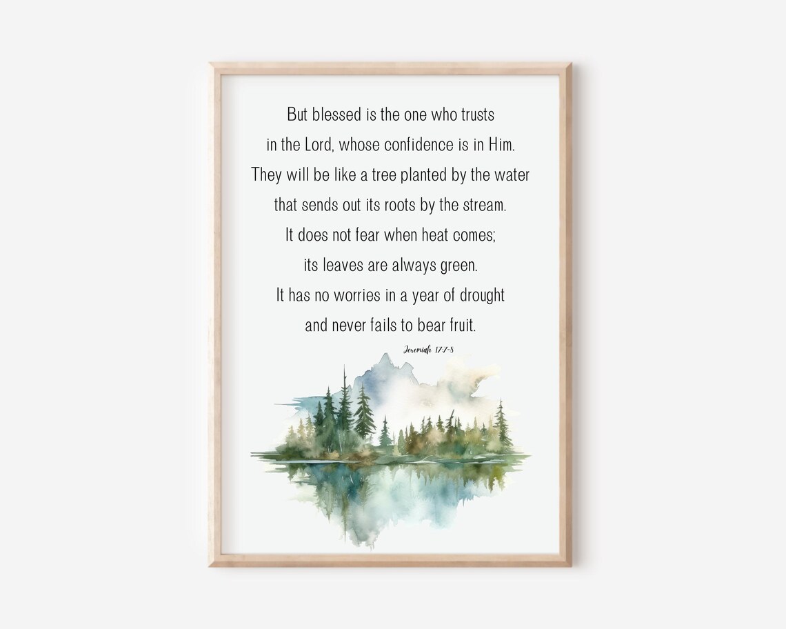 Jeremiah 1778 Trust In The Lord Mountain Lake Watercolor Poster