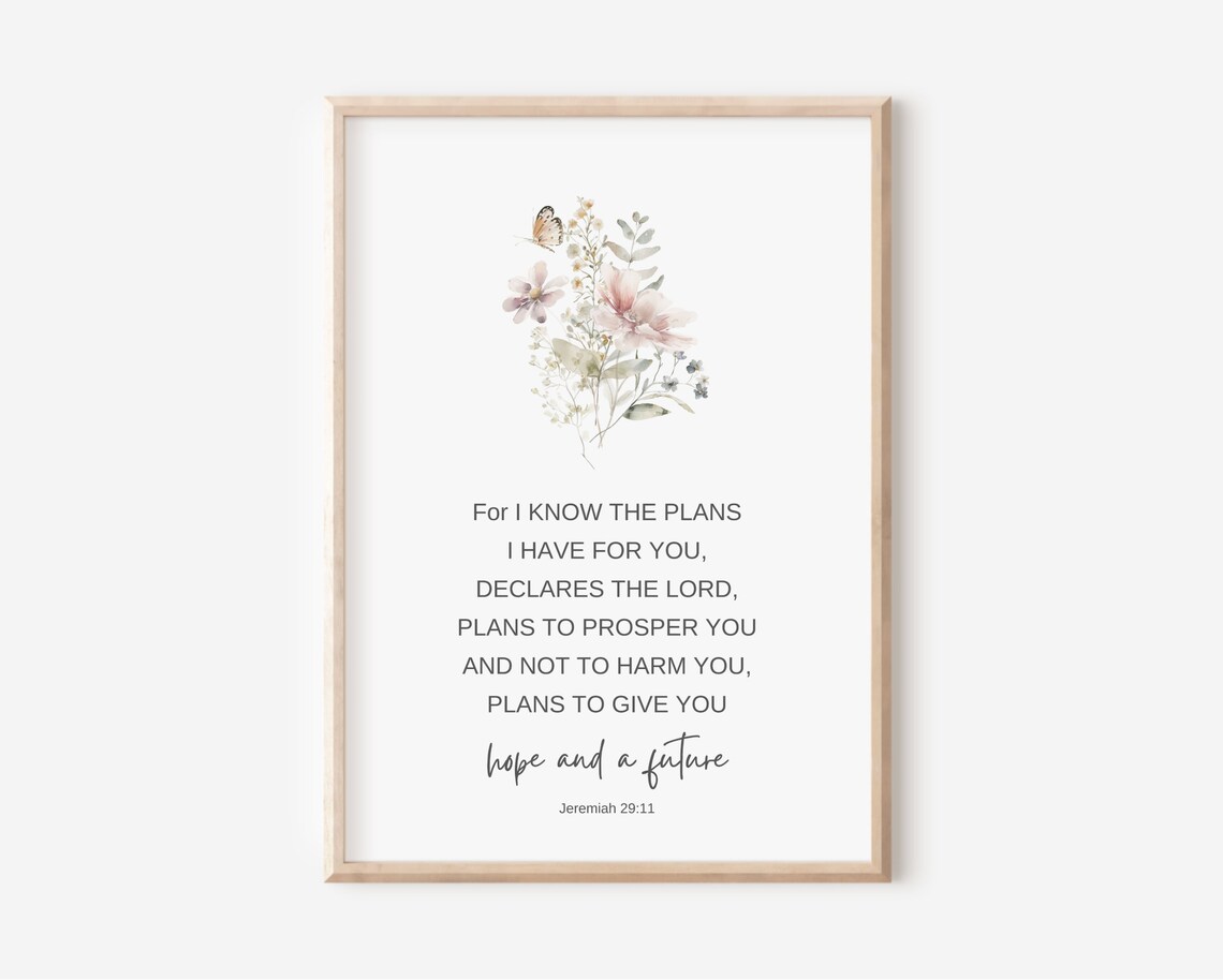 Jeremiah 29 11 Hope And A Future Butterfly Floral Bible Art Poster