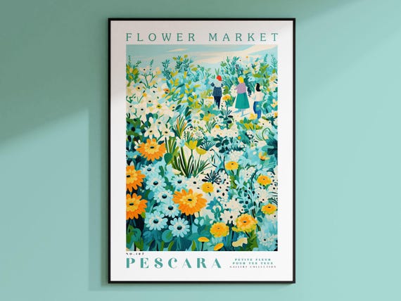 Flower Market Milan Vintage Travel Poster