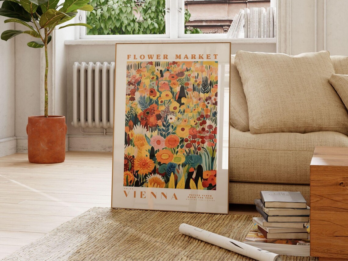Vienna Flower Market Poster, Austria Travel Art - Image 2