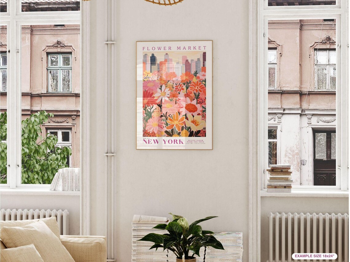 Flower Market New York Travel Poster, Botanical Wall Art - Image 2