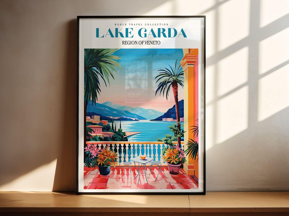 Lake Garda Travel Poster, Italy Landscape - Image 2