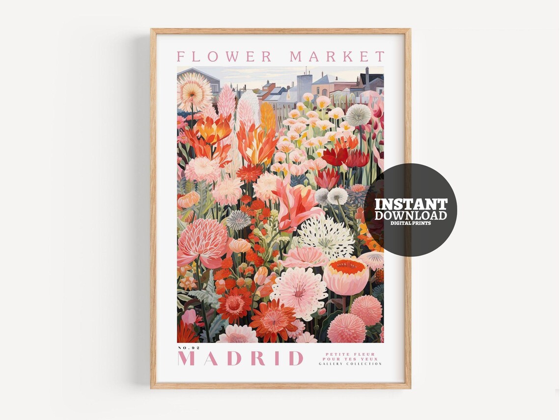 Flower Market Print, Madrid Botanical Art Print
