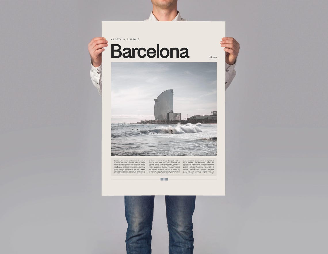 Barcelona Poster Barcelona Print Barcelona Wall Art Barcelona Gift Barcelona Travel Poster Barcelona Photo Spain Print Spain Poster - Image 3