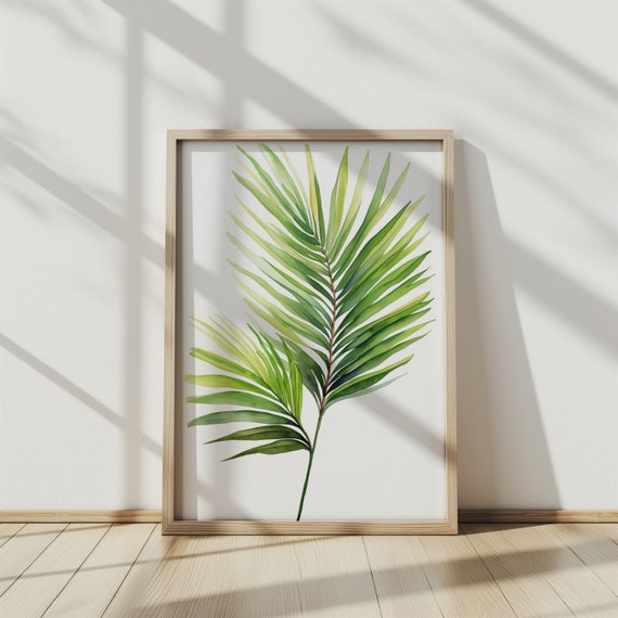 Watercolor Palm Leaf Wall Art Print Tropical Boho Decor For Living Room Bedroom Or Office Botanical Jungle Artwork
