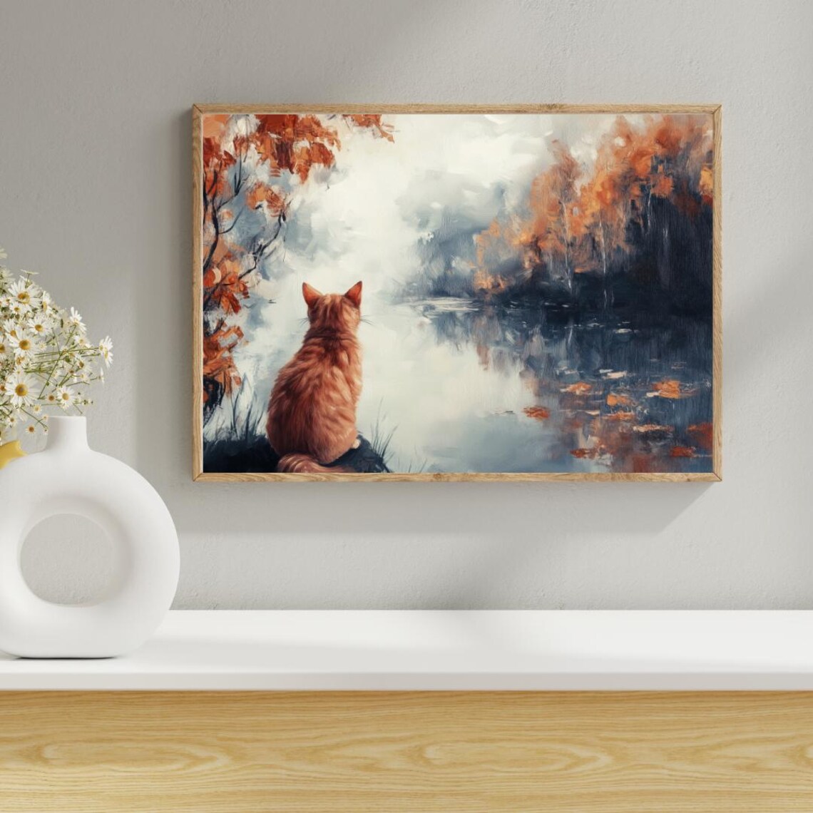 Autumn Whiskers Cozy Cat Serene Fall Landscape - Image 5