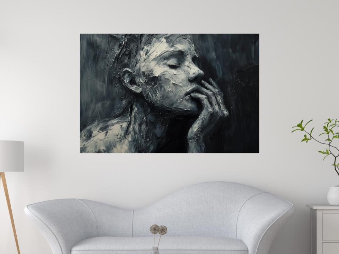 Inward Abstract Emotional Portrait, Textured Woman