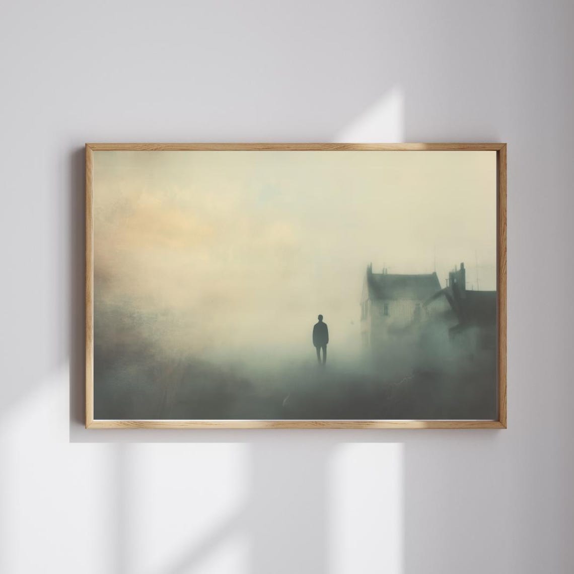 Foggy Silhouette Print Dreamlike Abstract Wall Art Moody Minimalist Landscape Decor