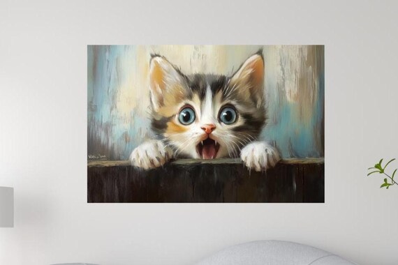 Surprised Kitten Cute Animal Art Print