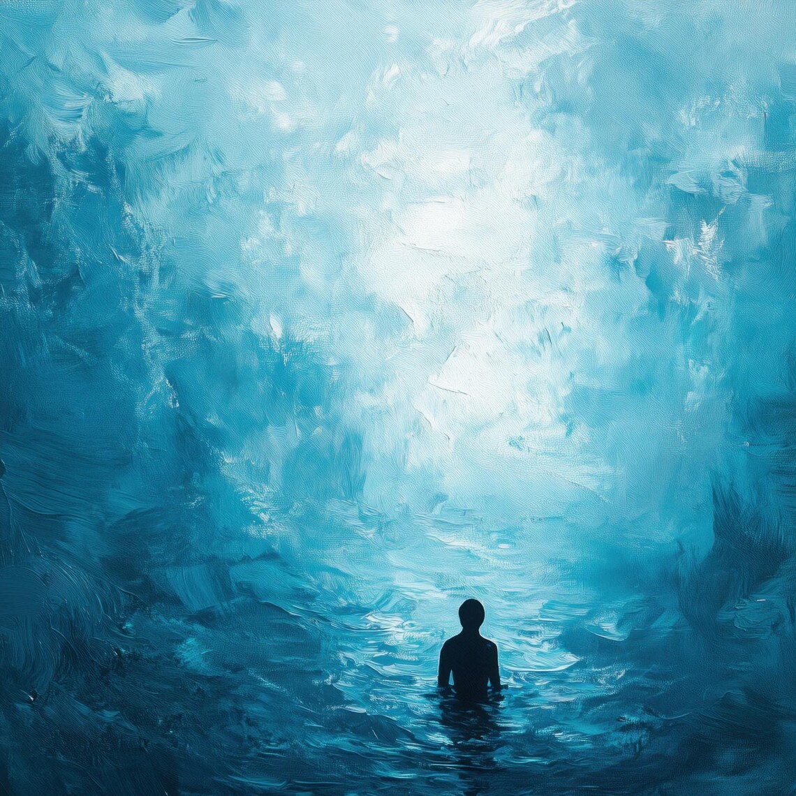 Alone In The Deep, Moody Abstract Ocean Art - Image 2