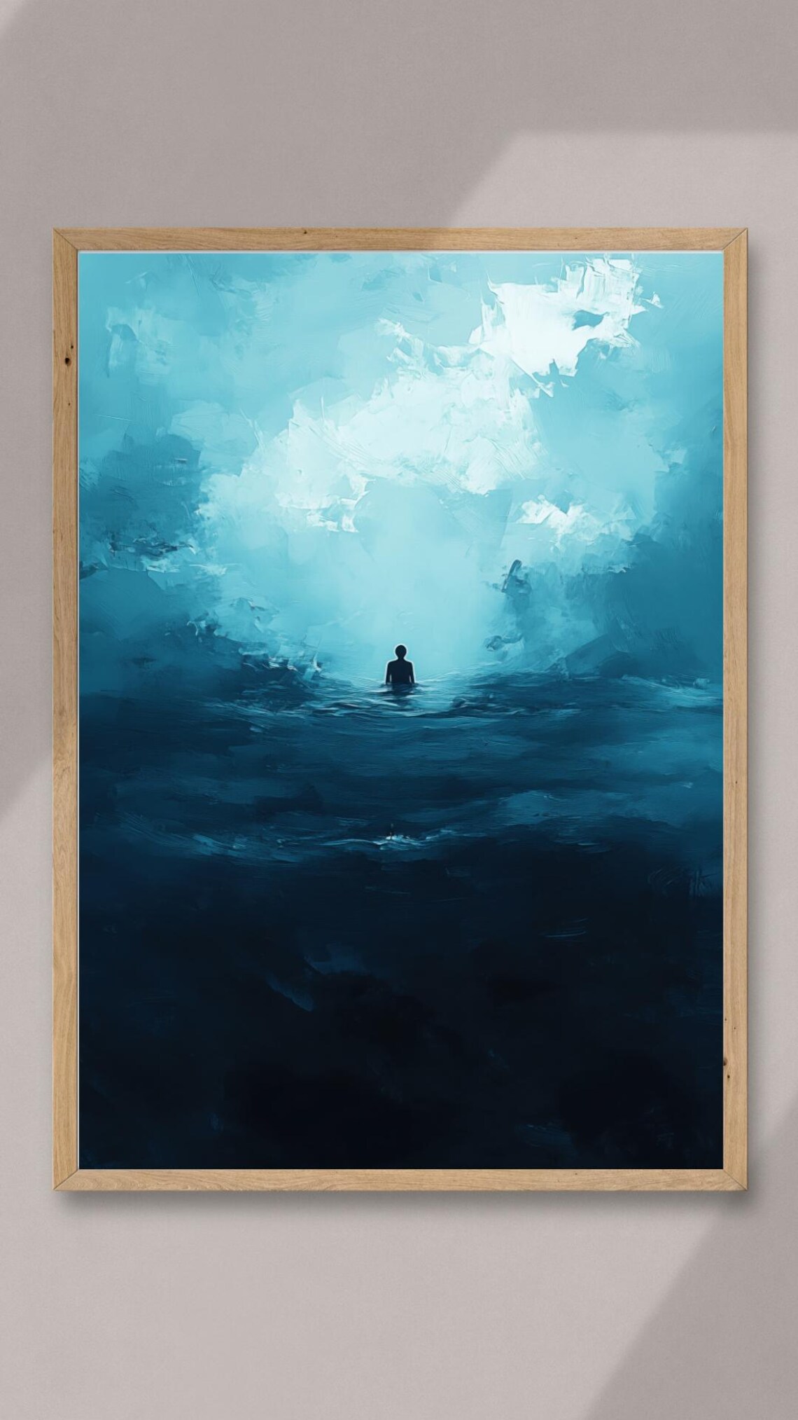 Solitude In Blue, Abstract Ocean Painting - Image 4