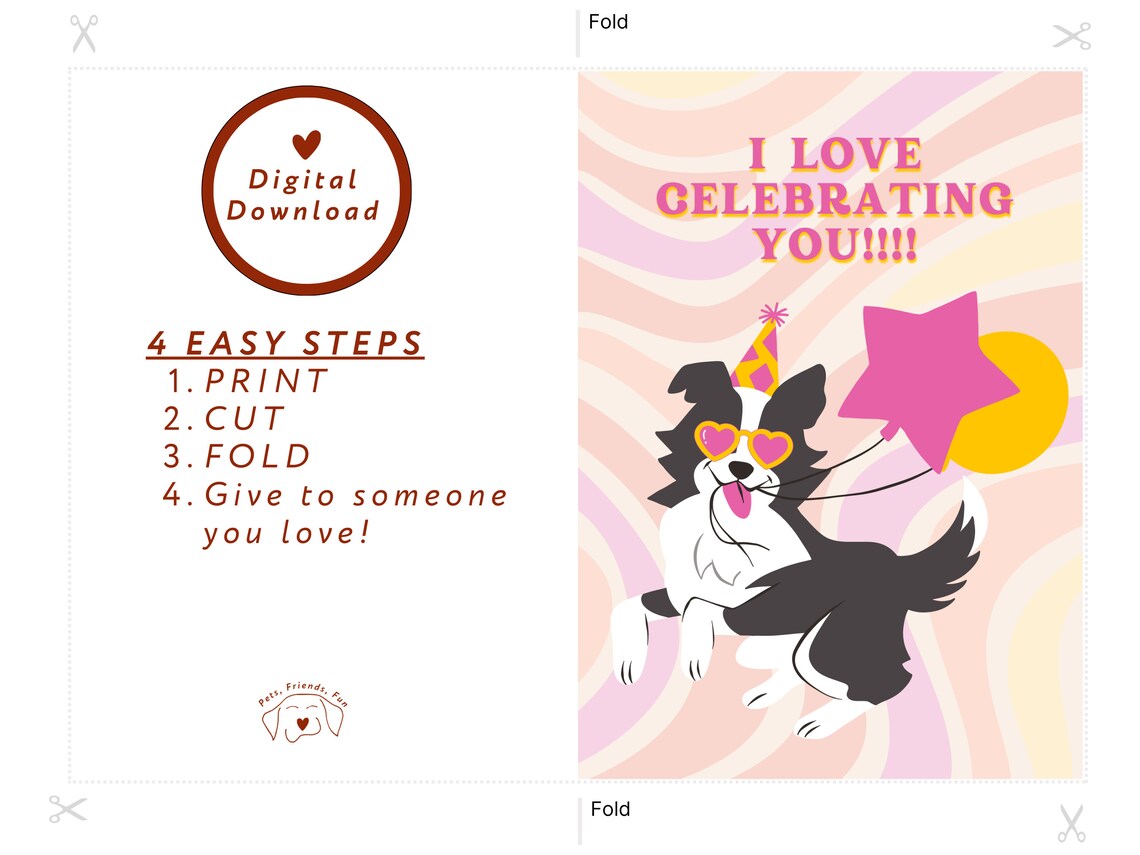 Border Collie Card, Dog Celebration Greeting Card
