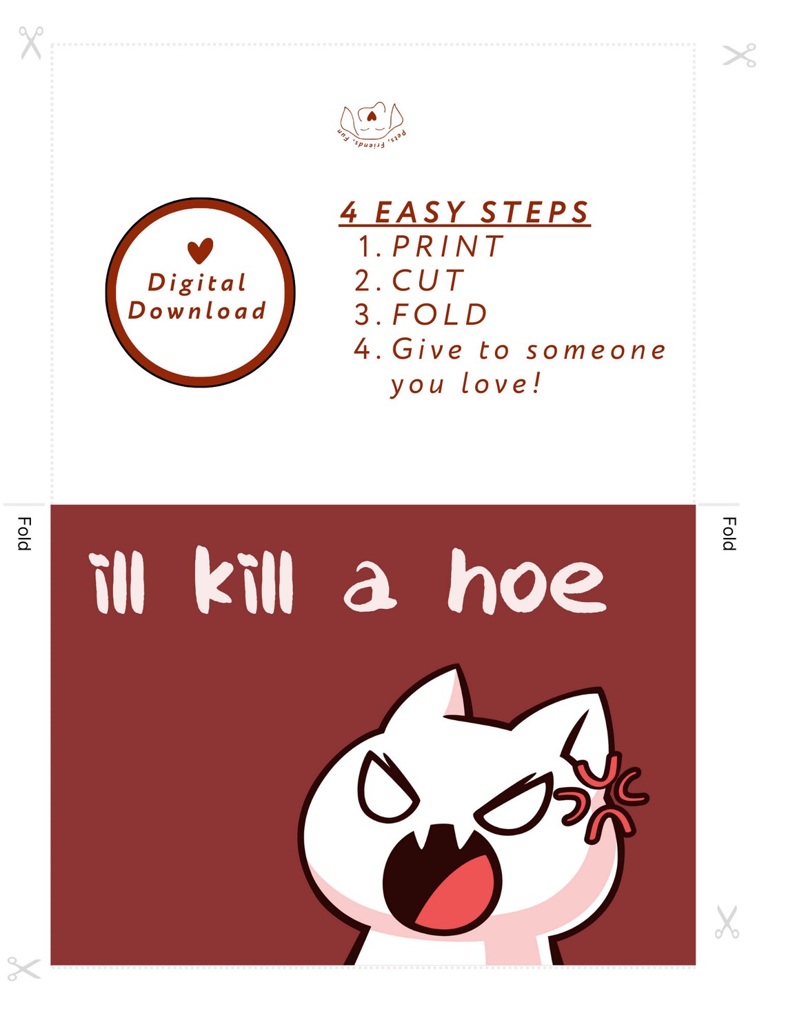 Anime Cat Hello Greeting Card Pack Kawaii White Kitten Poster - Image 4