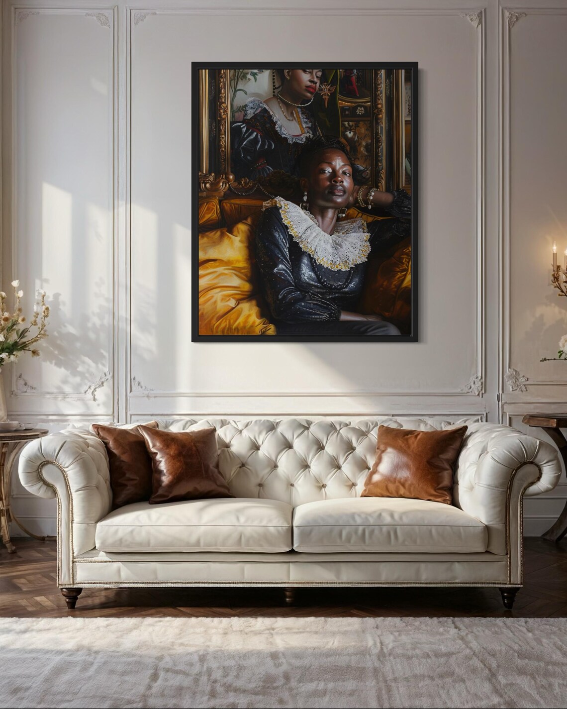 Renaissance Black Woman Baroque Palace Oil Style Portrait Poster - Image 6