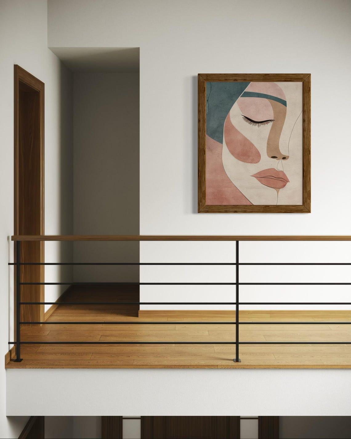 Boho Abstract Woman Face Blush Sage Earthy Tones Modern Art Print - Image 7