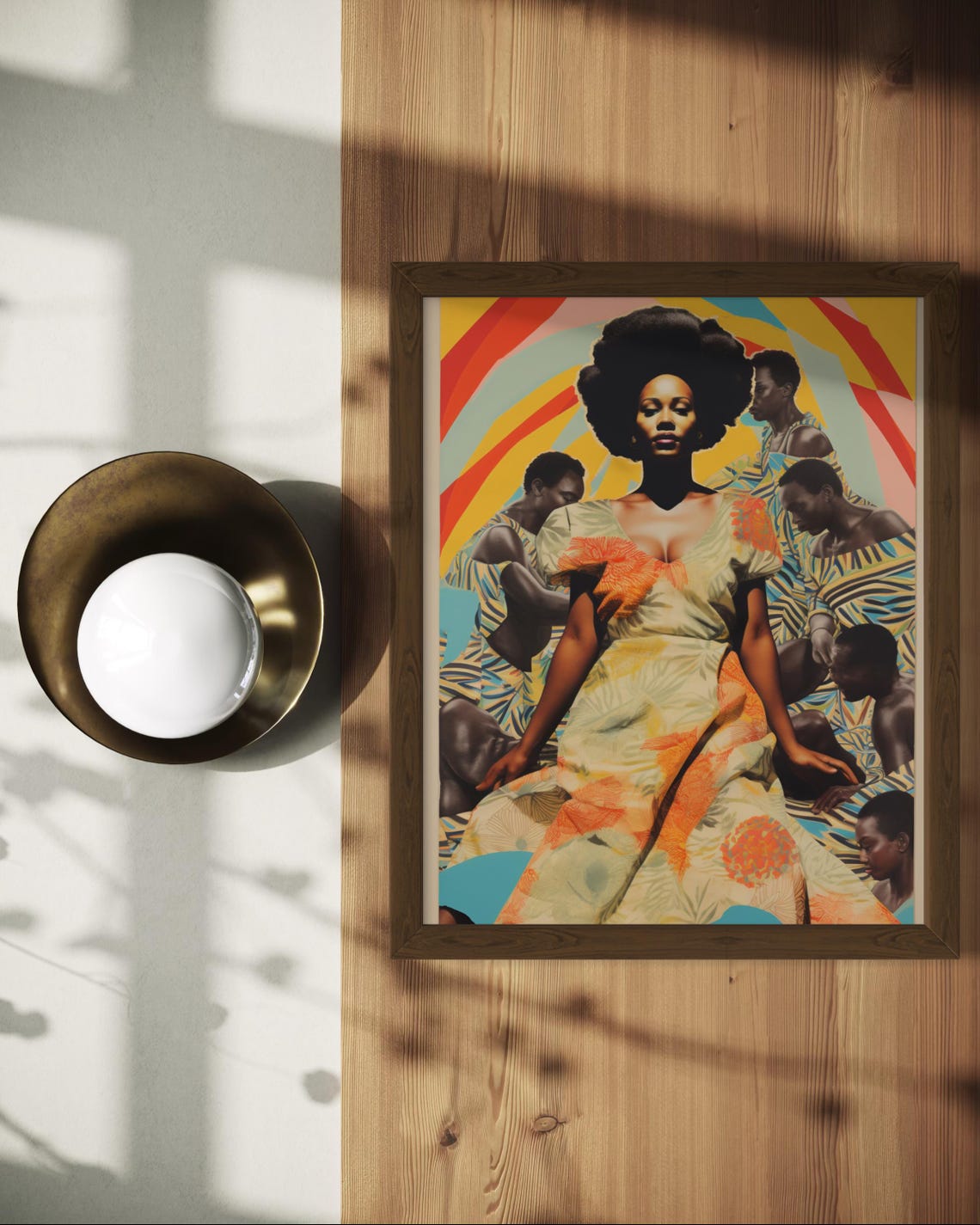 Vibrant Afrocentric Woman Collage Afro Sunburst Color Poster - Image 7