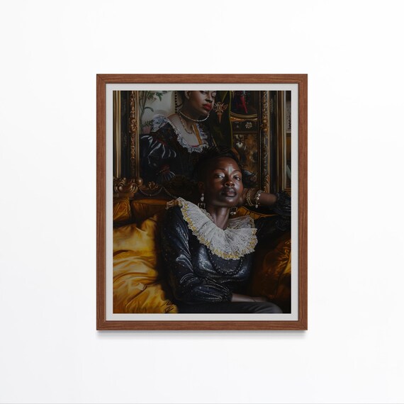 Renaissance Black Woman Baroque Palace Oil Style Portrait Poster