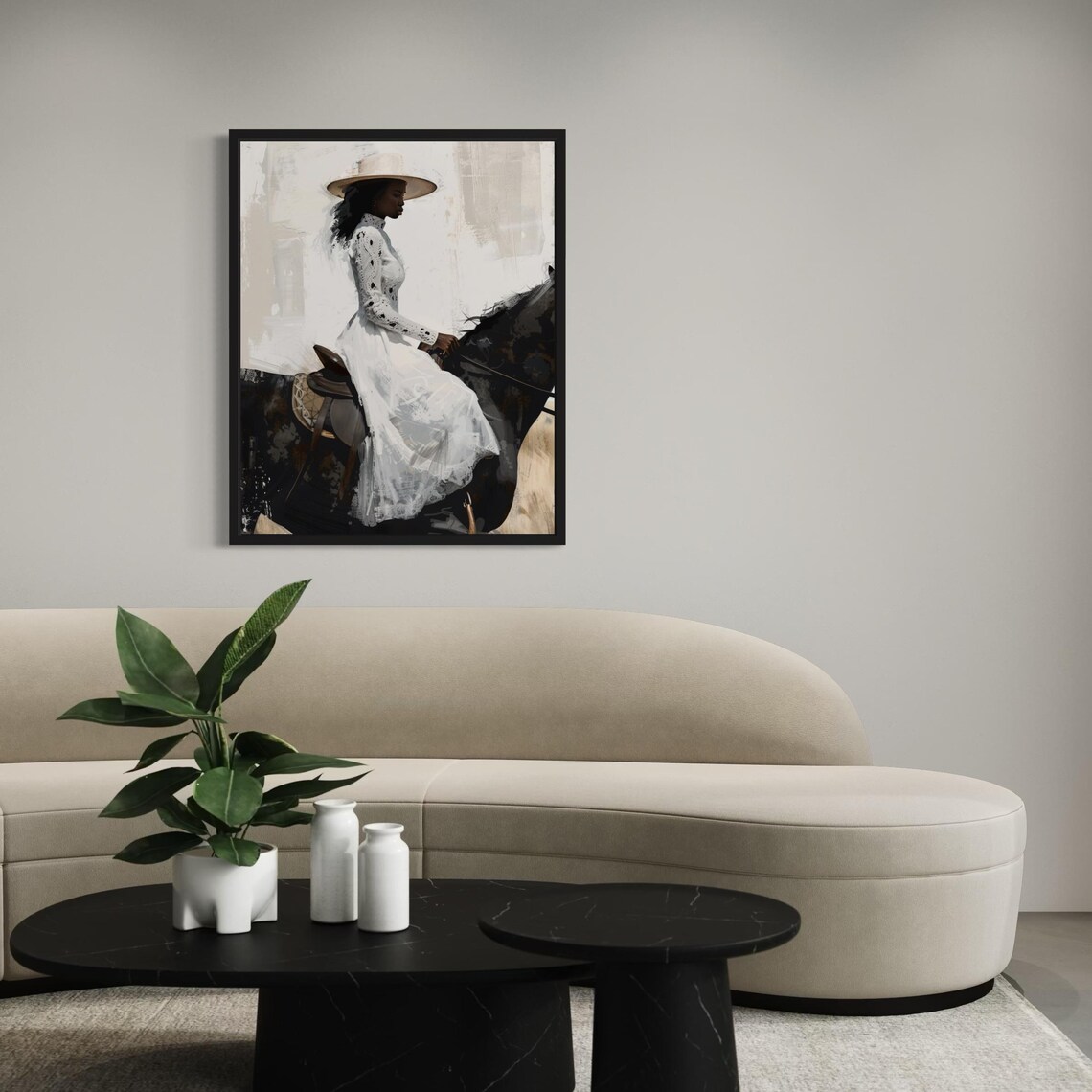 Black Girl On Horse, Modern Black Art Print - Image 3